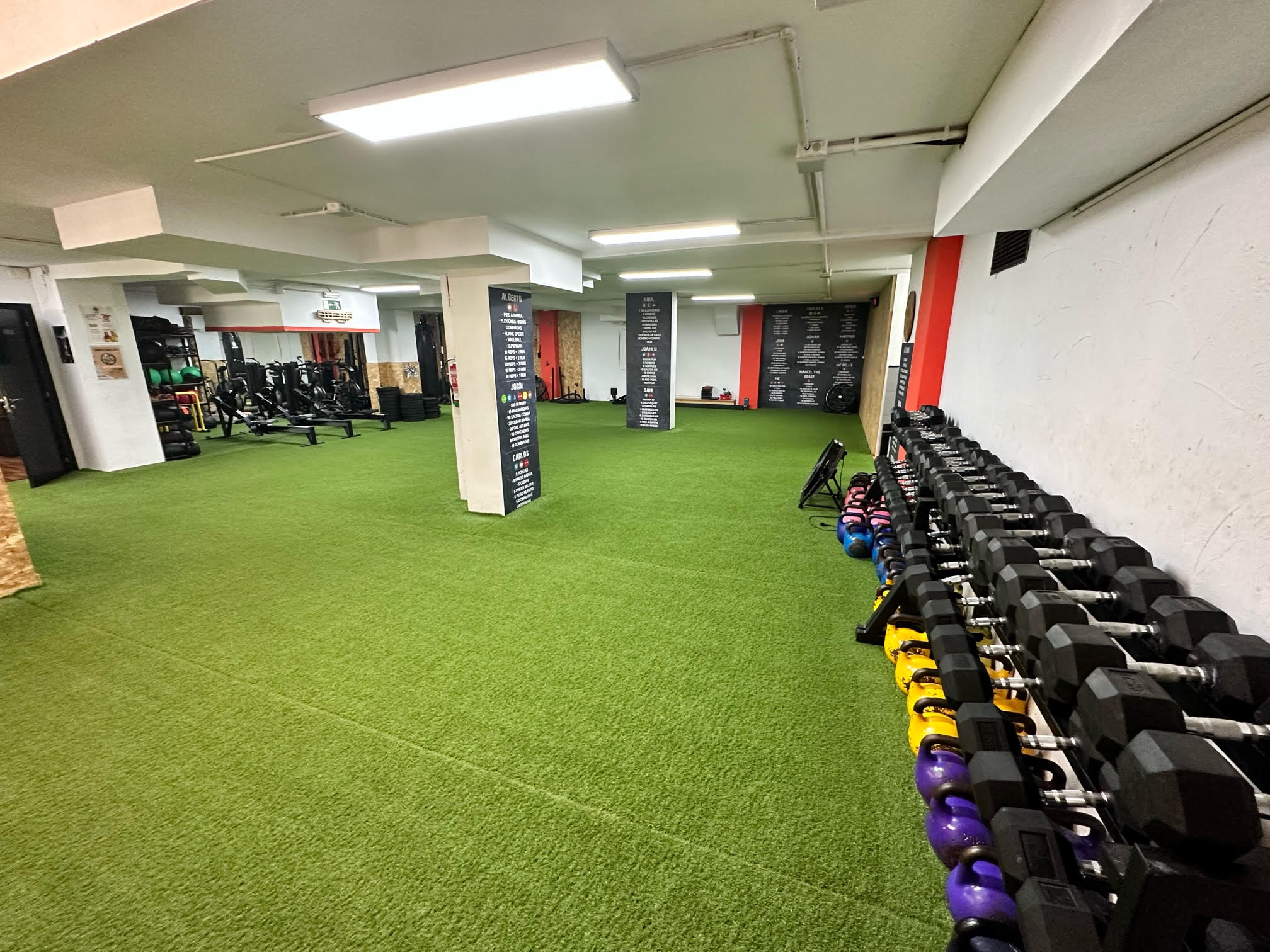 Racks, monkey bars y pared de escalada de la sala